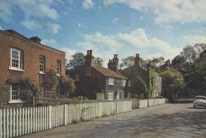 Old White Mini Car at Pond Cottages Dulwich London 1970s Postcard