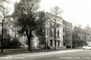 Vintage RPPC High School in Spencer, IO Postcard P87