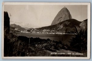 Rio de Janeiro Brazil Postcard Sugarloaf Mountain and River c1920's RPPC Photo
