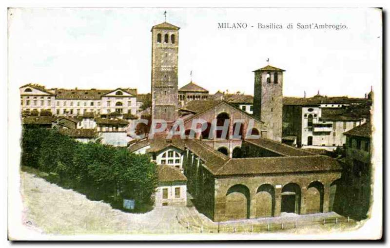 Old Postcard Milano Basilica di Sant Ambrogio