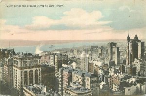 C-1910 Hudson River View New Jersey Hagemeister hand colored Postcard 7203