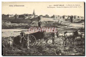 Old Postcard Saint Malo Harvest of Goemon Western Parties ramparts TOP