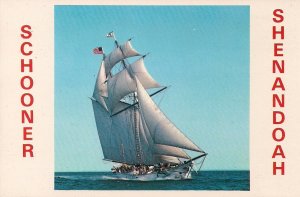 Nantucket MA, Schooner Shenandoah, Sailing Ship at Sea, Chrome PC 1970's