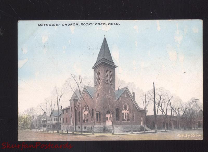 ROCKY FORD COLORADO METHODIST CHURCH ANTIQUE VINTAGE HC POSTCARD LOVELAND