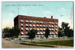 1909 General Offices Santa Fe Railroad Building Ground Topeka Kansas KS Postcard