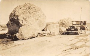 H72/ Nova Scotia Canada RPPC Postcard c1930s Geology Rock Automobile 93