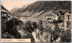 Gotthardbahn Goeschenen Switzerland Tunnel Construction Site Mountain Postcard