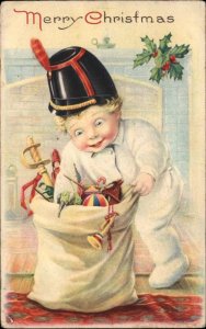 Christmas Stecher Ser 744 C Little Boy Toy Helmet Sword Vintage Postcard