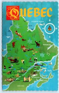 QUEBEC, Canada ~ PICTORIAL MAP 1965 Dexter Postcard