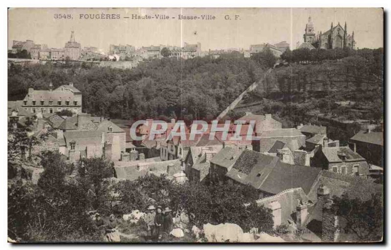 Old Postcard Fougeres High Low City City