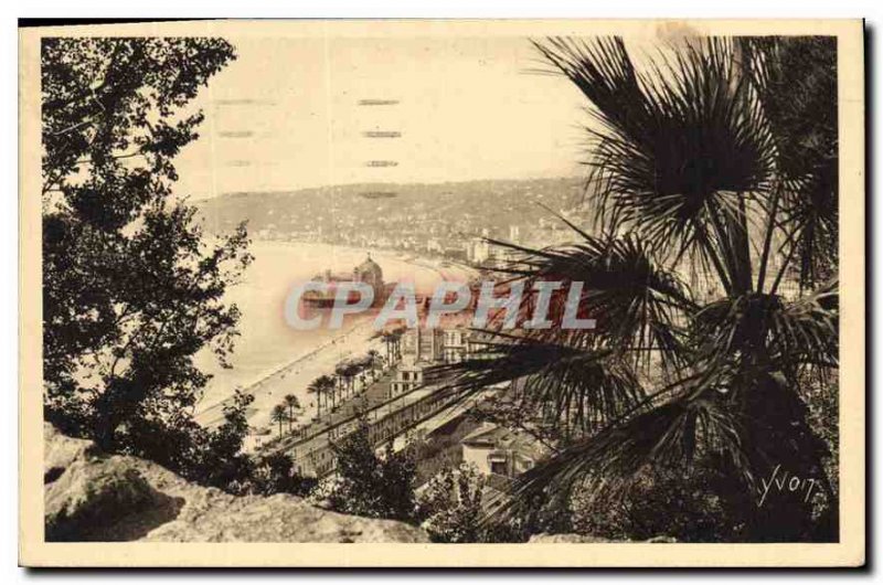 Postcard Old French Riviera Alpes Maritimes Nice panoramic view taking the Ch...