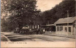 Vtg France Uriage les Baines La Gare Train Station 1910s Postcard