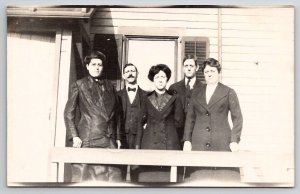 RPPC Lovely Ladies And Dapper Men Posing On Porch Postcard V22