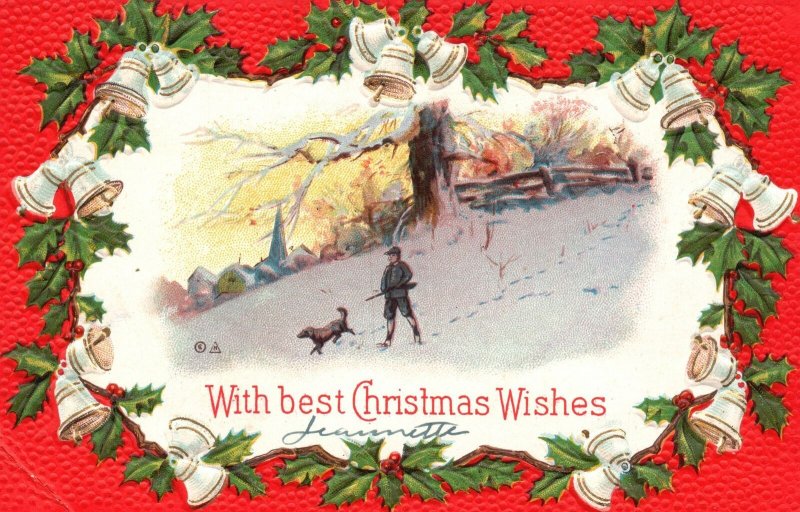 Vintage Postcard 1911 With Best Christmas Wishes Holiday Yuletide Season