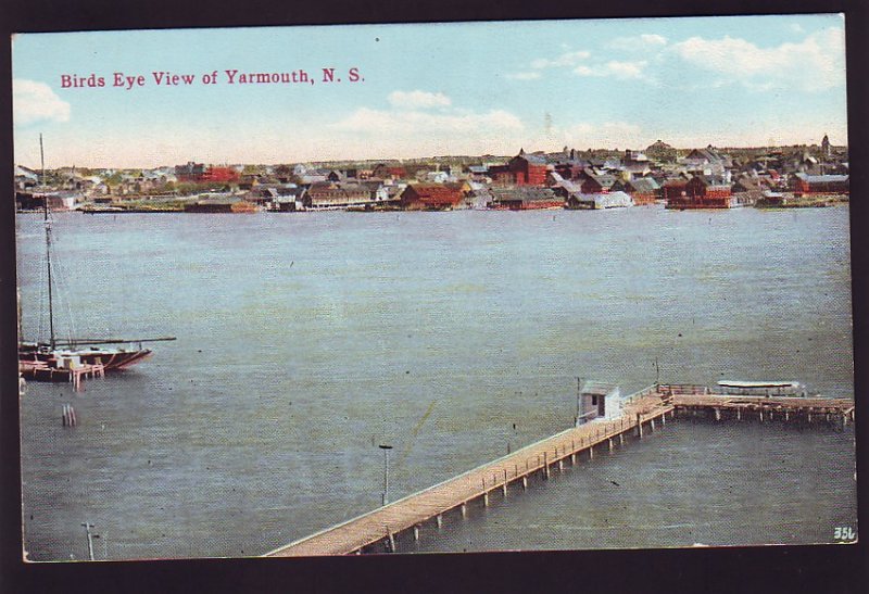 P1534 vintage unused postcard birds eye view yarmouth Nova Scotia canada