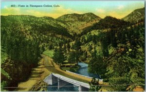 Bridge in Thompson Canyon Postcard Estes Park Colorado