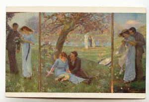 A Lagrange, Spring, Three Views of Romantic Couple, Painting