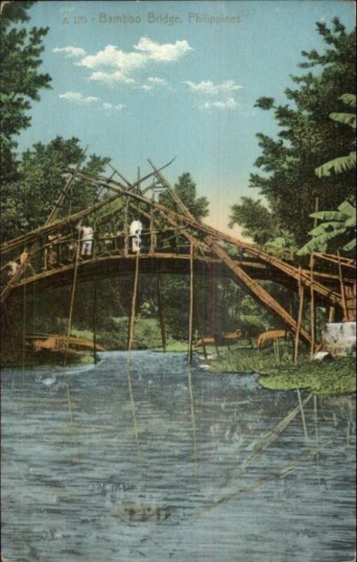 Philippines - Bamboo Bridge c1910 Postcard
