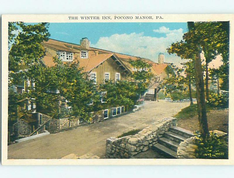 Unused W-Border WINTER INN HOTEL Pocono Manor Pennsylvania PA u9306