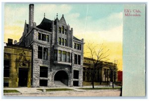 c1910's Elk's Club Building Street Scene Milwaukee Wisconsin WI Antique Postcard