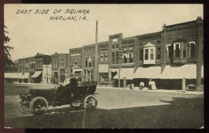 East Side of Square, Harlan, Iowa. Real photo postcard. 1910 message on back