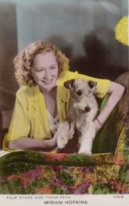 Miriam Hopkins & Her Dog Valentines Real Photo Postcard