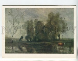 457734 USSR 1962 year Camille Corot landscape with a cow Hermitage old postcard