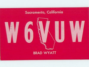 Pre-1980 RADIO CARD - CB HAM OR QSL Sacramento California CA AH1139