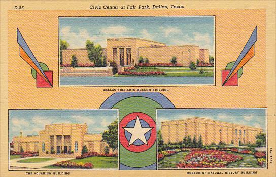 Texas Dallas Aquarium Museum Of Natural History and Fine Arts Museum 1942 Cur...