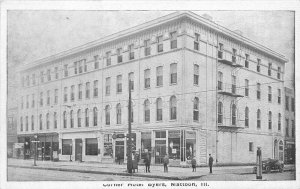 Auburn C-1910 Corner Hotel Byers Mattoon Illinois Postcard Autos 9803