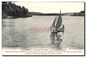 Old Postcard En Morvan Lac Des Settons Boat Trip boat