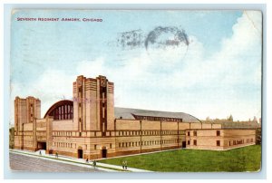 1910 Seventh Regiment Armory, Chicago Rubber Co. Advertising IL Postcard