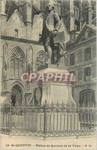 Old Postcard St Quentin Statue of Quentin de la Tour