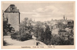 Porte De Treves Luxembourg Black And White Postcard