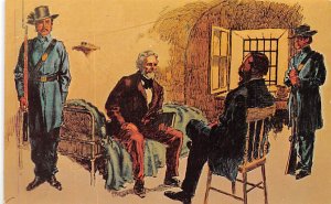 Jefferson Davis and Dr Craven in Casemate Civil War Postcard
