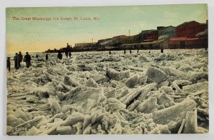 St Louis The Great Mississippi Ice Gorge c1912 Postcard T14