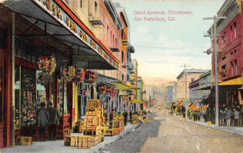 Grant Avenue, Chinatown SAN FRANCISCO, CA Street Scene Vintage ca 1910s Postcard