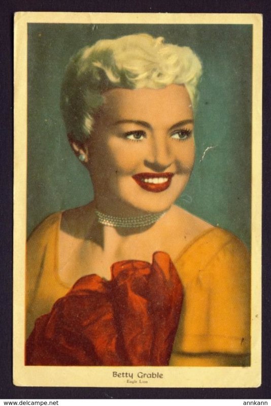 BETTY GRABLE, Eagle Lion, Color Blank back Movie star card