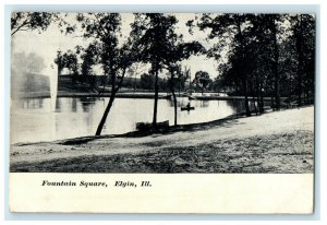 c1905s Fountain Square, Elgin Illinois IL Unposted Antique Postcard