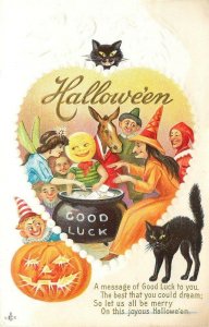 Halloween, Black Cat Owl, Witch, Characters, Stecher No. 216 E