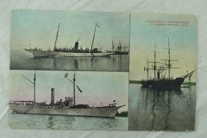 C.1910 U. S. Navy Uncle Sam's Training Ships Mich. Hand Colored Postcard F71