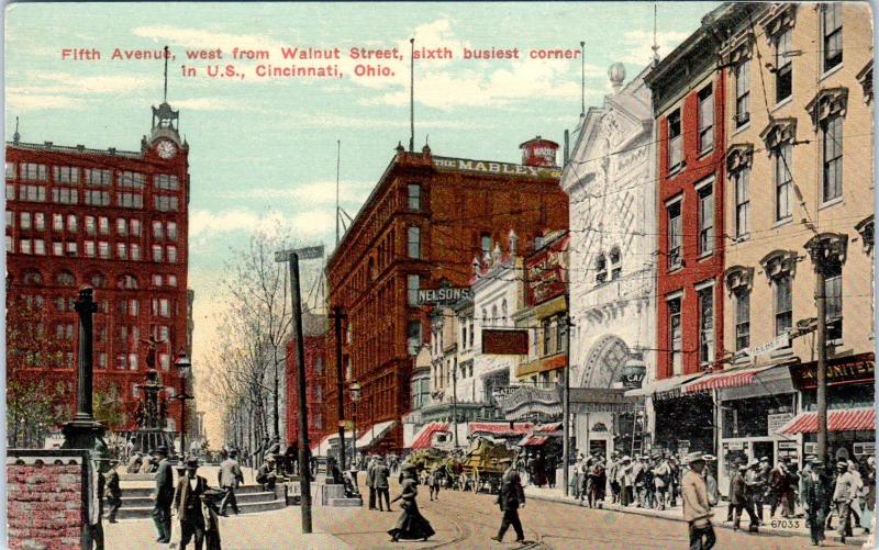 CINCINNATI, OH Ohio 5TH AVE STREET SCENE 1913 Cars Postcard | United ...