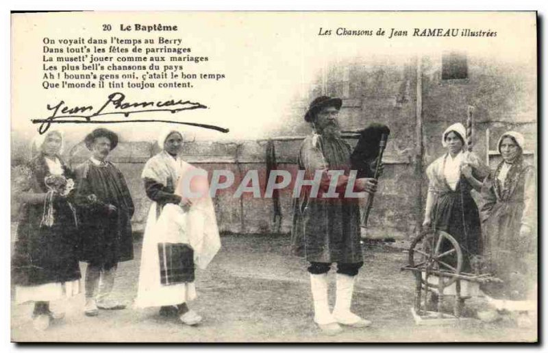 Old Postcard Folklore songs of Jean Rameau illustrees The baptism