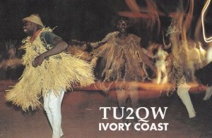 Tribal Dancers Ivory Coast QSL Amateur Postcard Style Radio QSO Card