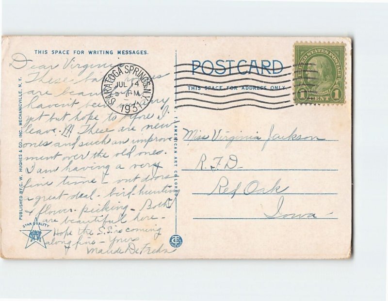 Postcard Washington Baths, State Reservation, Saratoga Springs, New York