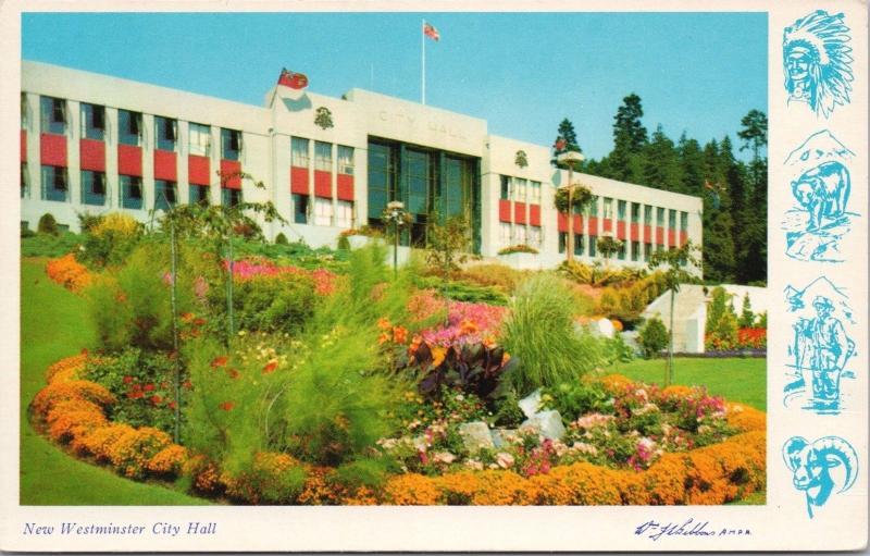 City Hall New Westminster BC WJ Gibbons Unused Vintage Postcard D64