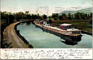 Ships on Erie Canal Near Schenectady NY c1907 UDB Vintage Postcard Q76