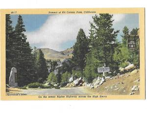 Summit at Kit Carson Pass Alpine Highway California US Forrest Service Sign