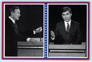 GEORGE H.W. BUSH & MICHAEL DUKAKIS ~ 1988 Winston Salem NC DEBATE 4x6 Postcard