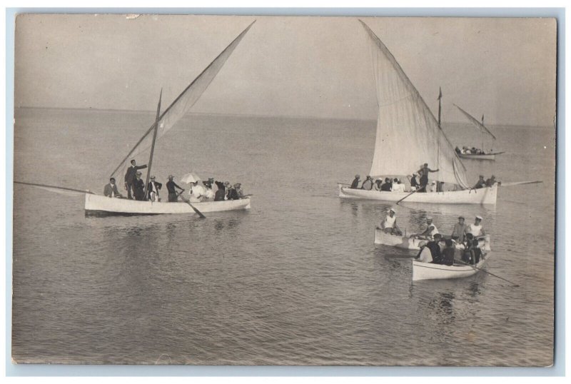 Italy Europe Postcard Sailboat Sailing Sea View c1910 WW1 RPPC Photo